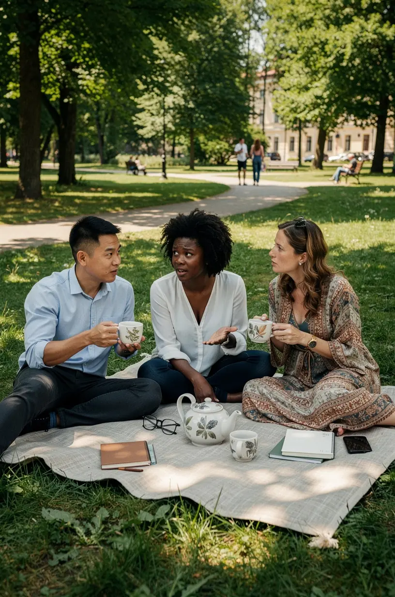 Rami darbo aplinka su arbatos puodeliu ir natūraliomis žolelėmis kaip kasdienės gerovės dalis.